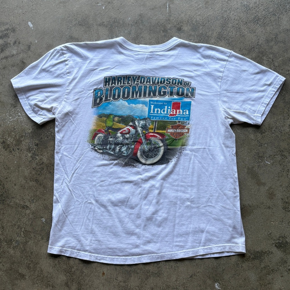 Harley Davidson Bloomington Indiana XL T-Shirt Motorcycle Graphic Tee‎